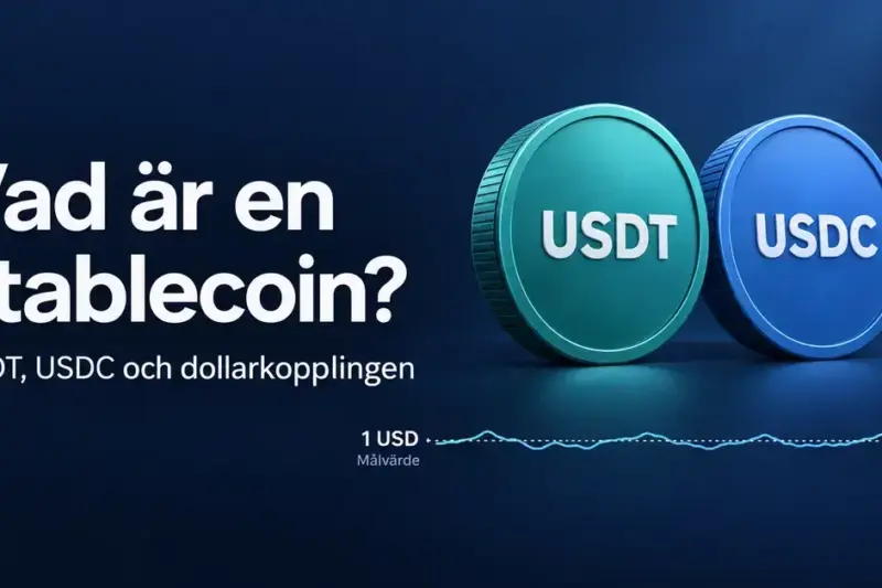 Illustration av USDT och USDC med en kurslinje som rör sig nära målvärdet en amerikansk dollar.