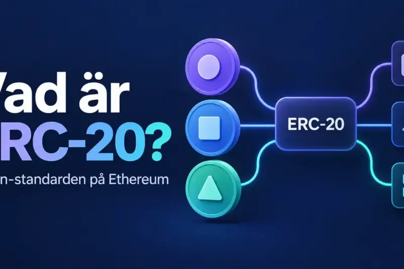 Illustration av hur ERC-20 fungerar som en gemensam standard för olika token på Ethereum och kopplar dem till plånböcker, kryptobörser och appar.